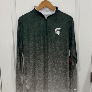 NWT Colosseum Green and Black Michigan State Athletic 1/4 zip Pullover MEDIUM